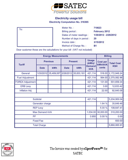 eXpertPower invoice