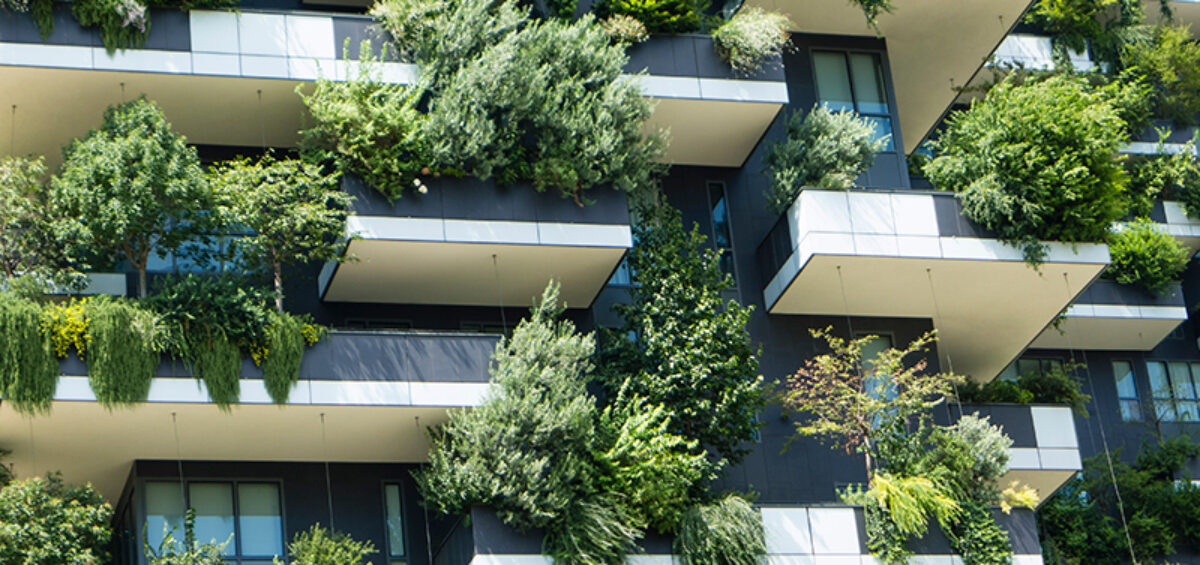 Sustainable building with vertical gardens