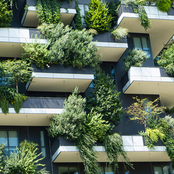 Sustainable building with vertical gardens