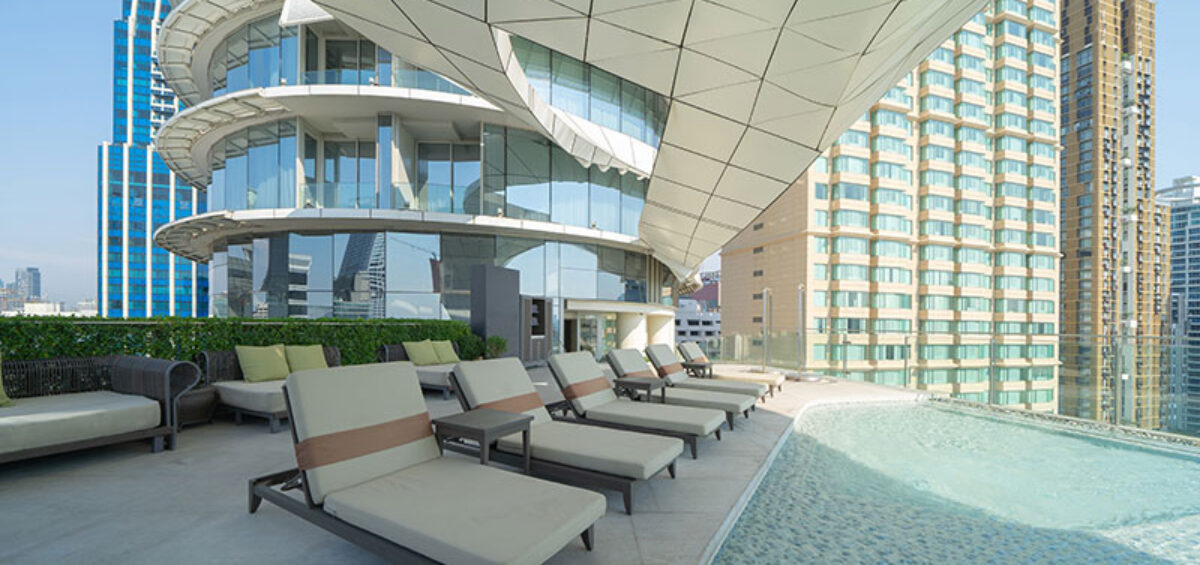 Shot of pool at a hotel resort