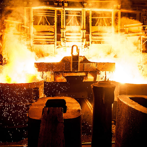 Liquid metal at a smelter plant
